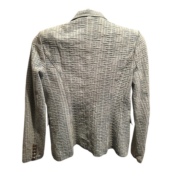 AKIRA Textured denim Blazer with Gold Buttons - Picture 2 of 7